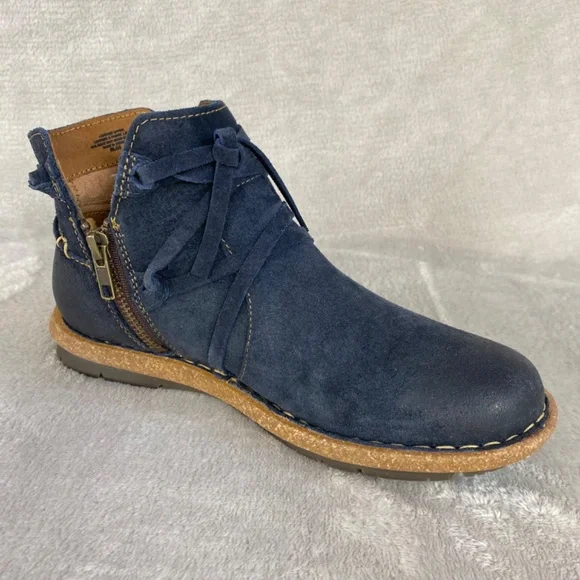 Born Tarkiln Women's Ankle Boots Size 7.5 Blue Suede Distress Booties NEW - Picture 4 of 9